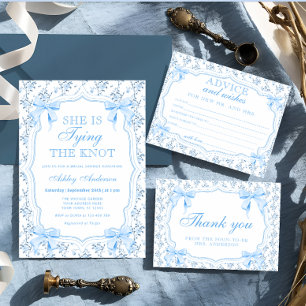Invitation Blue Bow Elle noue la Fête des mariées de noeud