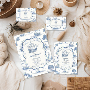 Carte D'accompagnement Élégant Toile Baby shower Nautique Diapper Raffle