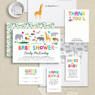 Carte D'accompagnement Baby shower Africain Safari Animaux Demande de rés