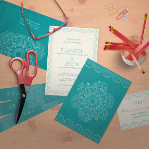 Invitation Mandala Summer Garden Chic Turquoise Mariage