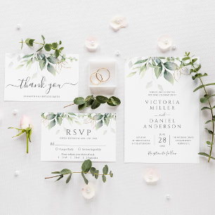 Cartons Réponse Aquarelle Eucalyptus Mariage de verdure