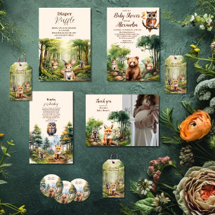 Invitation Le Baby shower des animaux des bois