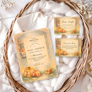Invitation Douce Fête Prénatale de Petit Pompier Mignon