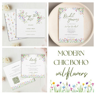 Cartons Réponse Chic boho simple Mariage fleur sauvage