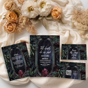 Invitation Jusqu'à la mort nous séparons le Mariage gothique 