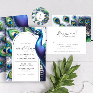 Unique aquarelle Peacock Wedding Invitations