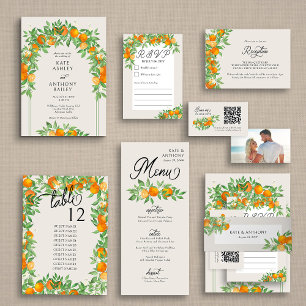 Invitation Mariage d'arche en fleurs orange