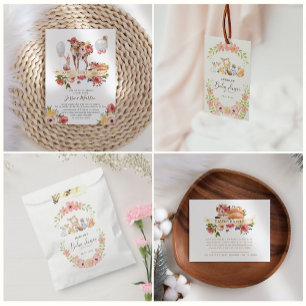 Animaux de bois mignons Invitation Baby shower