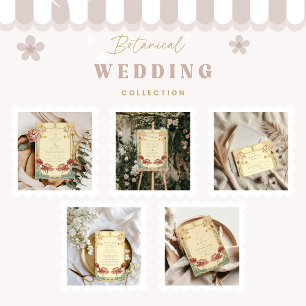 Lotus Art Nouveau Floral Wedding RSVP Kaartje