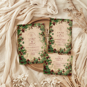 Rustic Ivy Romance Wedding RSVP Kaartje