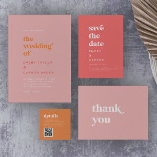 Invitation Été rétro   Pink et Orange le Mariage de