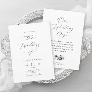 Dusty Blue Waterverf Wedding Kaart