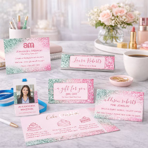 Carte De Visite Entretien des Bijoux à Design Pailleté Rose Tendan