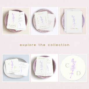 Invitation Élégant Monogramme Lavande Larkspur Floral