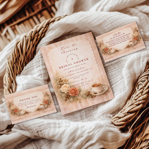 Carte De Remerciements Mariage Romantique au Café Cosy