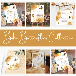 Invitation Un petit papillon est sur son chemin Gold