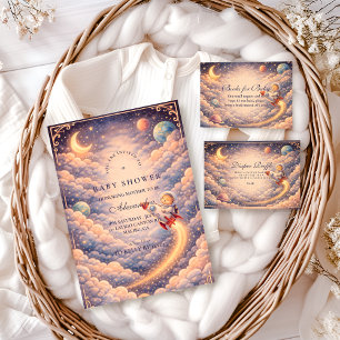 Invitation Baptême Céleste Astronaute Nuages