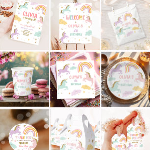 Invitation Unicorn Anniversaire Magique Arc-en-ciel Unicorn P