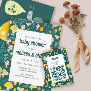 Invitation Carte Postale Papillon de champignons d'escargot mou BABY SHOWER