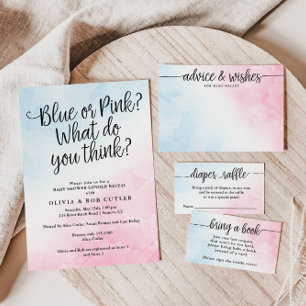 Devinez combien de Pink & Blue Watercolor Carte de