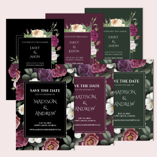 Invitation Floral Emerald Green Bourgogne