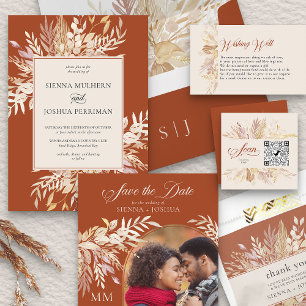 Save The Date Arch Photo Botanique Foliage Terracotta