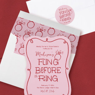 Invitation Dessin de Doodle Rouge et Rose Tourner devant l'an