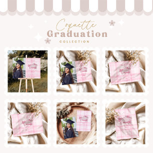 Invitation Photo Retro Coquette Pink Bow Graduation