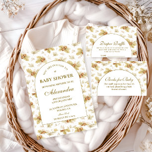 Invitation Fête Prénatale Feuilles de Forêt Neutre Bébé