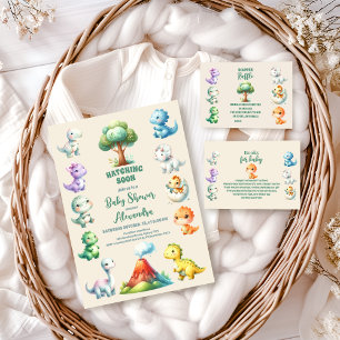 Invitation Baby shower d'aquarelle Dinosaur Oeuf Cute