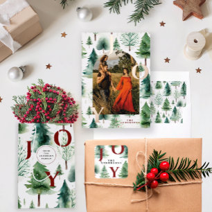 Sticker Carré Arbres de Noël Verdure Vacances Joie