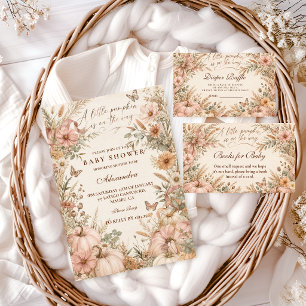 Invitation Fête de Bébé Petite Citrouille Fleur Sauvage