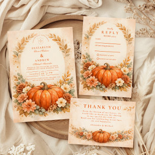 Save The Date Mariage de l'automne Floral de Citrouille Rustique
