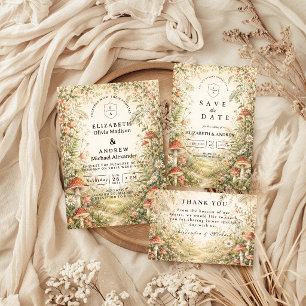 Cartons Réponse Mariage Boisée Champignon Enchanté