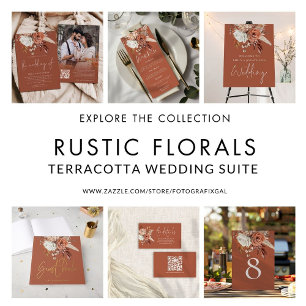 Menu Flore Rustique Pampas Grasses Mariage Terracotta
