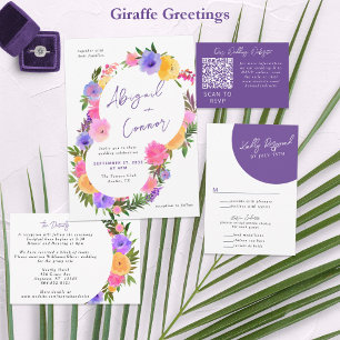 Invitation Tout En Un Vibrant Décontracté Magenta Violet Jaune Tout En U