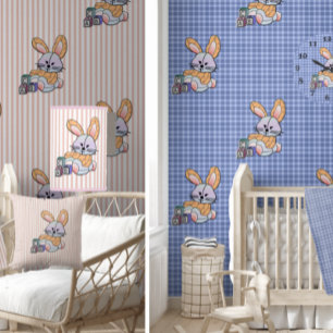 Pépinière bleu plaid Art - Ballotins lapins