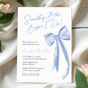 Invitation Quelque chose de bleu avant de faire Blue Bow Fête