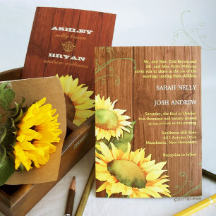 Invitation Aquarelle tournesols Mariage rural