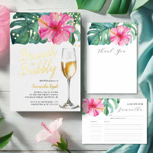 Carte D'accompagnement Recette D'Hibiscus Floral Rose Pour La Mariée