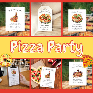 Étiquettes-cadeau Dîner d'amour élégant et de répétition de pizza