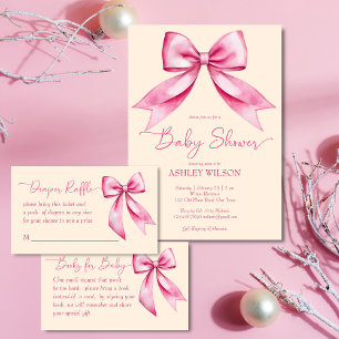 Assiettes En Carton Ruban arc rose baby shower mignon élégant modèle