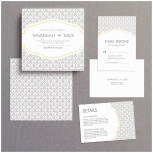 Faire-part de mariage cadre Art déco