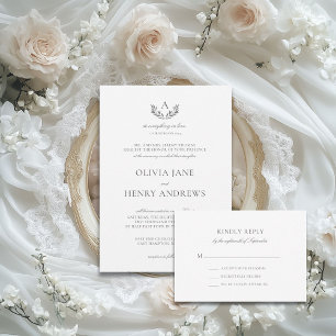 Invitation Olivia Elegant Simple Gris Mariage