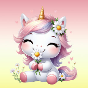 T-Shirt Unicornes et marguerites, fête d'anniversaire pour