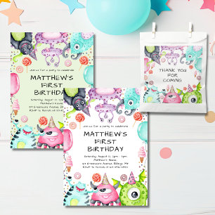 Serviette En Papier Garçons mignons Monstres Personnalisé Anniversaire