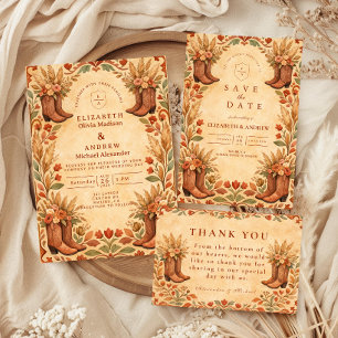 Carte De Remerciements Mariage de jardin occidental bohème