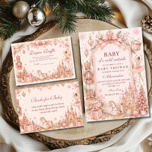 Carte D'accompagnement Baby Shower Cracker de Noyer Rose pour Fille