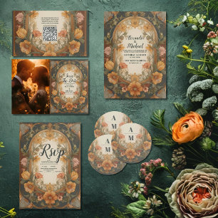 Invitation Tout En Un Antique Floral Art Nouveau Mariage