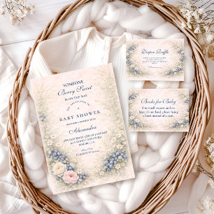 Bosbessen botanisch kader baby shower kaart